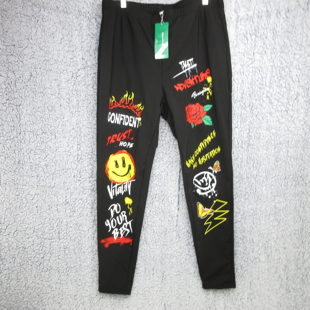 Shein Leggings Womens XL Elastic Waist Graphic Design Polyester/Spandex 34x27